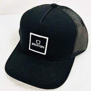 Brixton Alpha Block MP Trucker A-Frame Hat Cap Snapback Adjustable Black